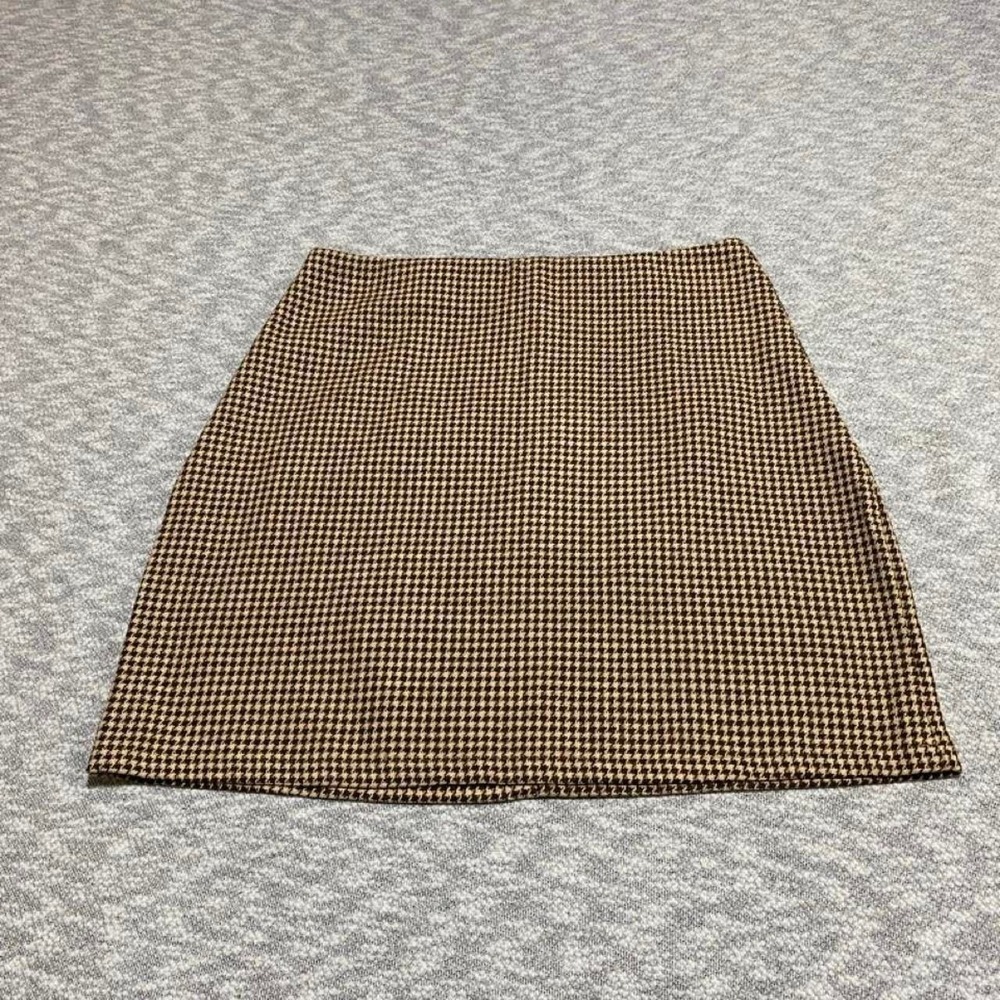 SHEIN Brown & Beige Houndstooth Mini Skirt women S. SKU-B779
